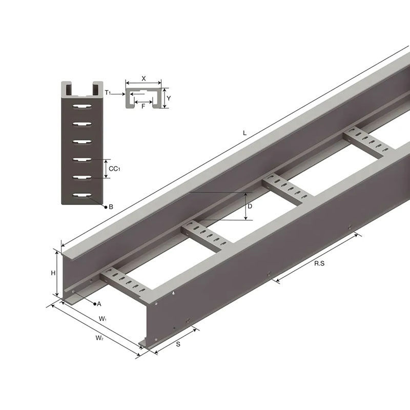 Scaletta per cavi galvanizzati personalizzata con forte resistenza alle intemperie e installazione a muro
